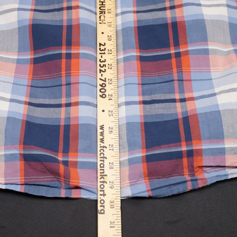The North Face Button Down Shirt Mens XL Blue Orange Plaid Outdoor Cotton Blend